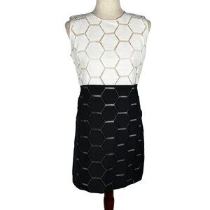 Milly White and Black Hexagon Dress